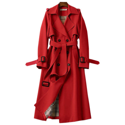 Fashion Belt Coat Women New Double Breasted Mid Long Women Trench High Quality Coat Overcoat Windbreaker Female Trench Coat