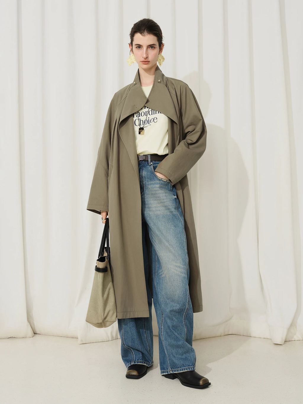 FSLE 【Premium Series】Casual Contrast Color Women's Windbreaker 2025 Autumn New Arrival Drop Shoulder Jacket