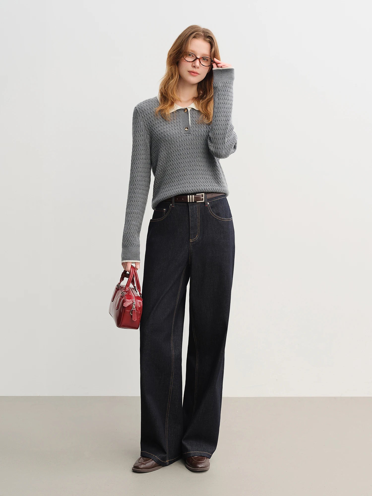 DUSHU 2025 Women's Straight Leg Jeans - High Waist Stretch Denim Pants Dual Fit for Apple & Pear Body Autumn Casual Trousers