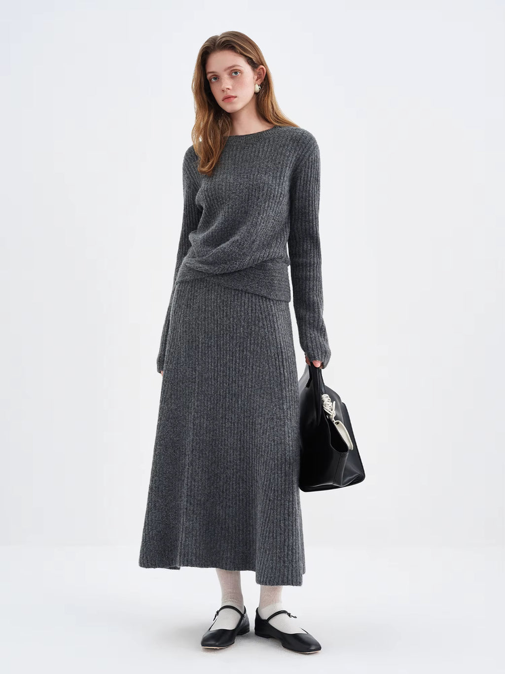 Fall 2025 Winter New Arrival Elegant Knitwear Twisted Knit Sweater and Skirt Two-Piece Outfit Sweater and Long Skirts Sets