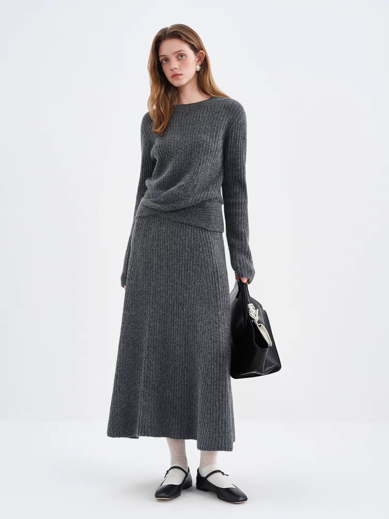 Fall 2025 Winter New Arrival Elegant Knitwear Twisted Knit Sweater and Skirt Two-Piece Outfit Sweater and Long Skirts Sets