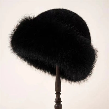 Korean Fashion Hat Women's Winter New Thick Warm Imitation Fur Simple Fisherman's Hat Imitation Mink Fur Ladies Mongolia Cap