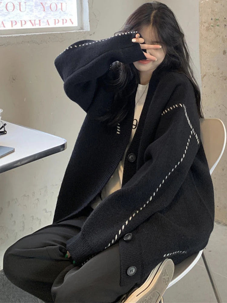 Sweater Cardigan Women Oversized Loose Coats Autumn Winter Sweet Jacket Korean Fashion College Style Cardigans Female Suéteres