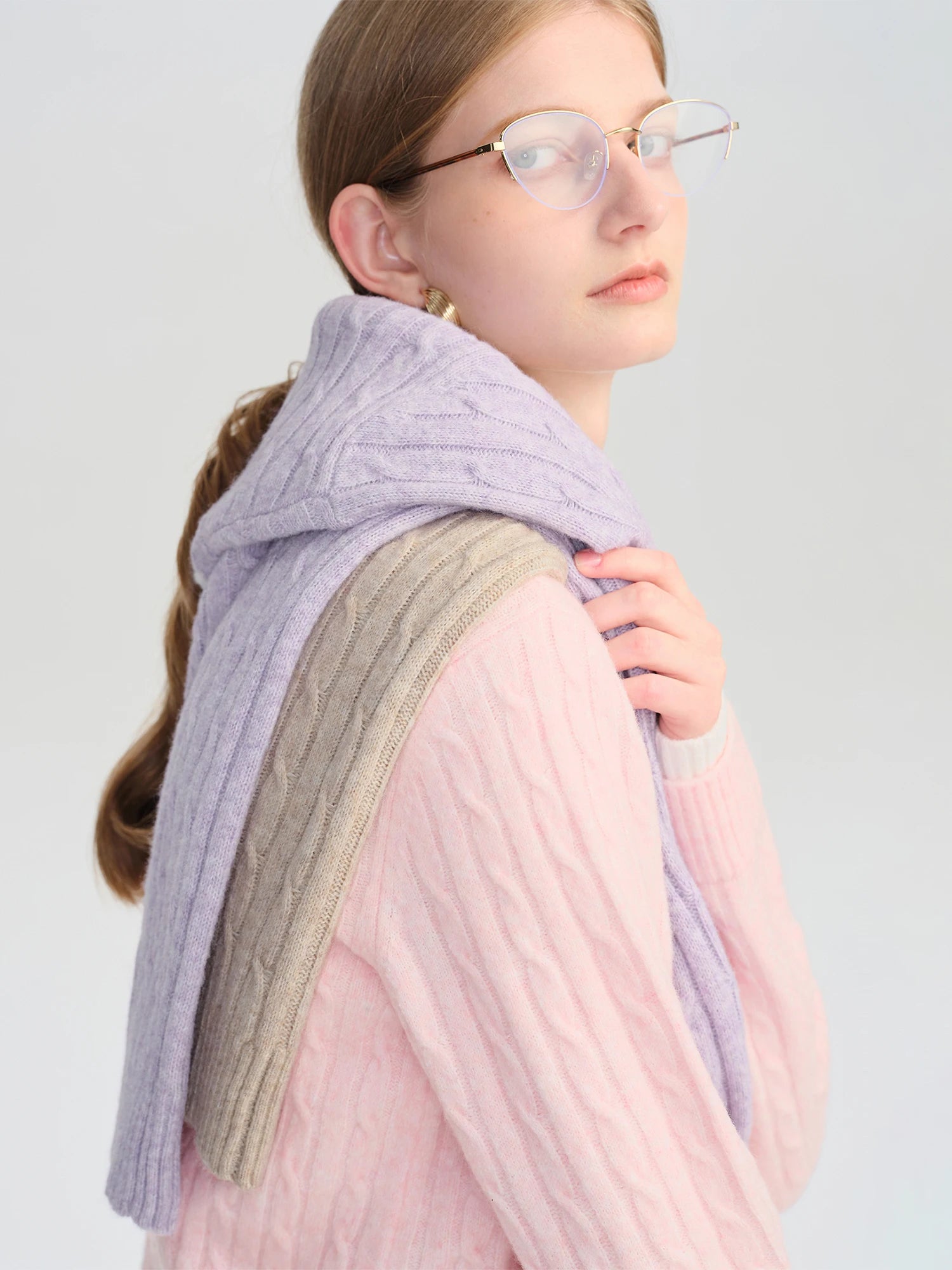 ZIQIAO-Petite Women's Mock Two-Piece Round Neck Jacquard Wool Knit Sweater Korean-Style Pullover Fall 2025 New Arrival Pullovers