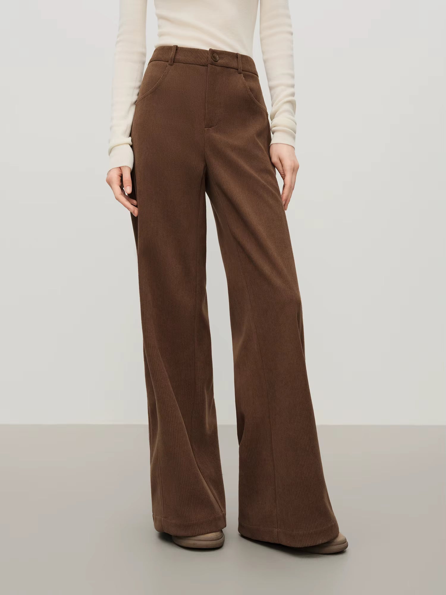 Vintage Relaxed Drape Straight Casual Tros Herringbone Fabric for Women Winter 2025 New Arrival Slimming Effect Pants