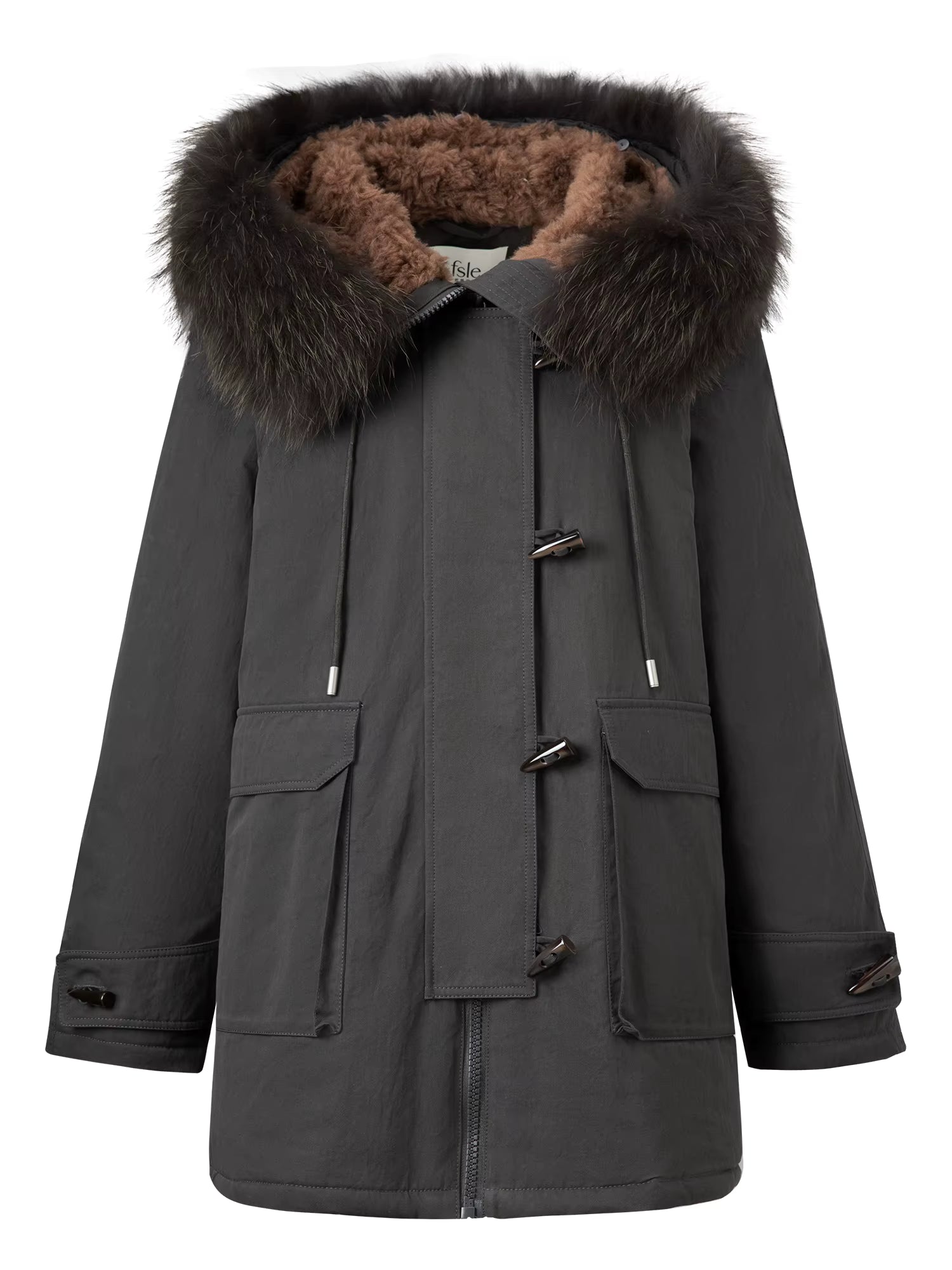 Raccoon Dog Fur-Lined Collar Parka Mid-Length Down Jacket for Women Winter 2025 New Arrival Keep Warm Khaki Down Coat