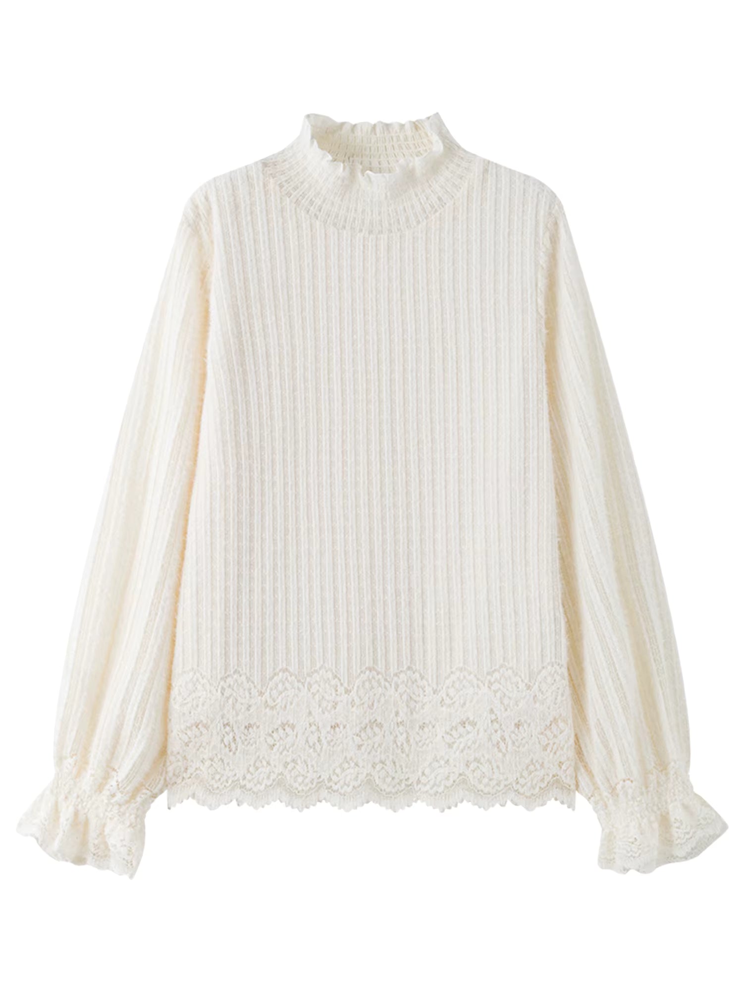 &nbsp;Gentle Bottoming T-shirt Women 2025 Autumn and Winter Wear Pullovers Wear Fairy Lace Top Loose All-match Elegant Ladies