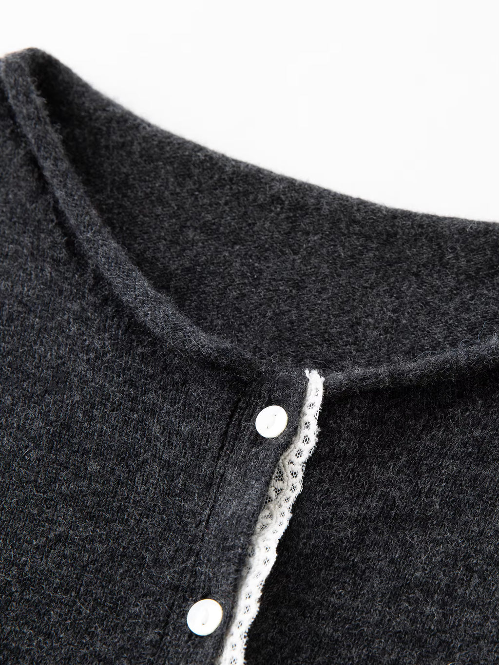 2025 Winter Women's Lace Trim Knit Sweater - Round Neck Wool Blend Pullover Top with Soft Touch for Casual Comfort