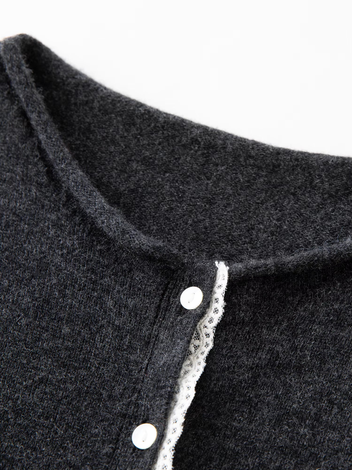 2025 Winter Women's Lace Trim Knit Sweater - Round Neck Wool Blend Pullover Top with Soft Touch for Casual Comfort