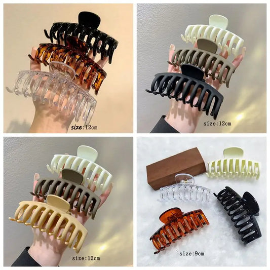 3/4Pcs Korean Large Matte Frosted Acrylic Hair Claws Bath Hair Clips Hairpins Barrette Headwear For Women Hair Accessories Set