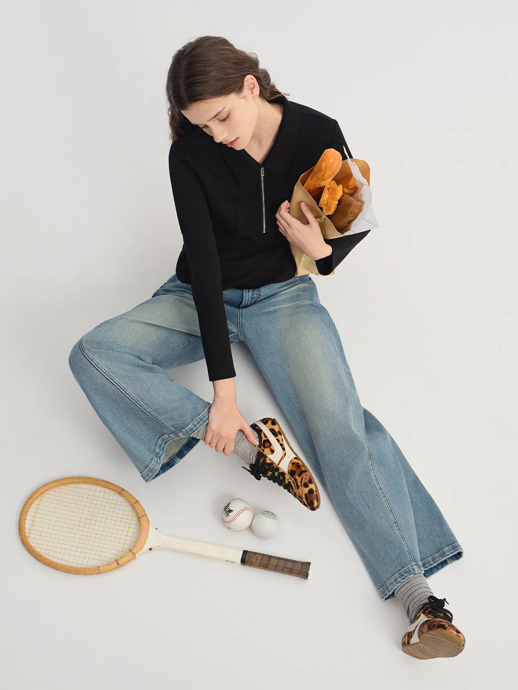 DUSHU Split Waist Zipper Lapel Top 2025 Autumn Temperament Sweatshirt Simple Women's Clothing Ins Clean Fit Commuting Outwear