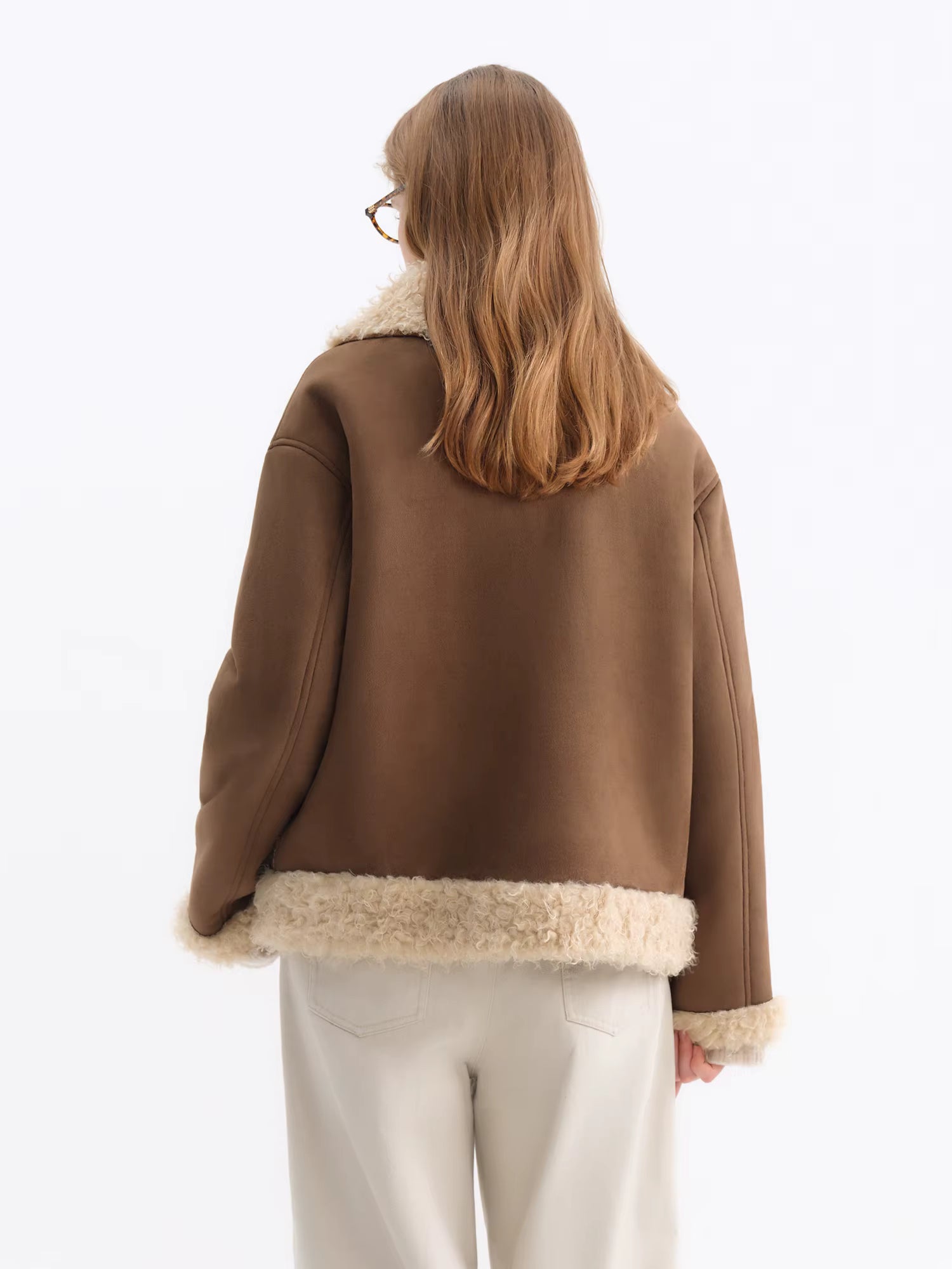 Retro Design Suede Lambskin Coat for Women Winter 2025 New Imitation Fur Jackets Warm American Style Leisure Loose