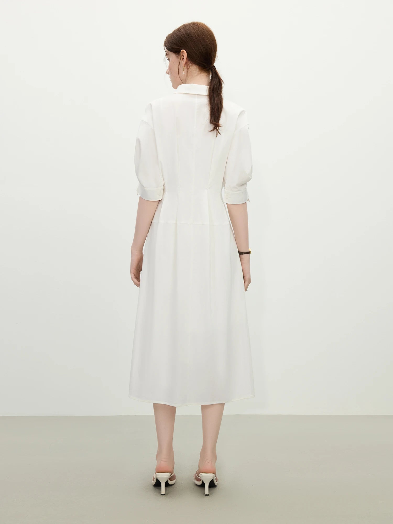 FSLE Structured Waist-Defining Shirt Dress 2025 Summer Elegant Office To Interview Attire 3D Tailored Chiffon Formal