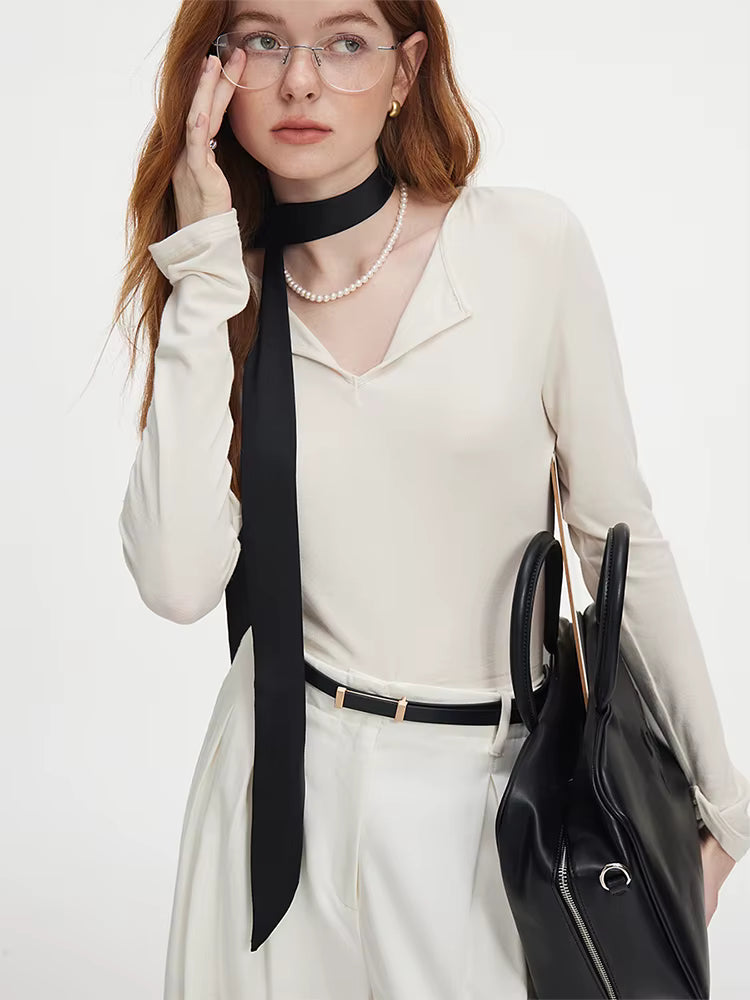 Autumn Knit Top 2025 New Pullover Casual Long Sleeve Sweater For Women V-Neck Slim Cotton Grey Pullover Beige Chi Top