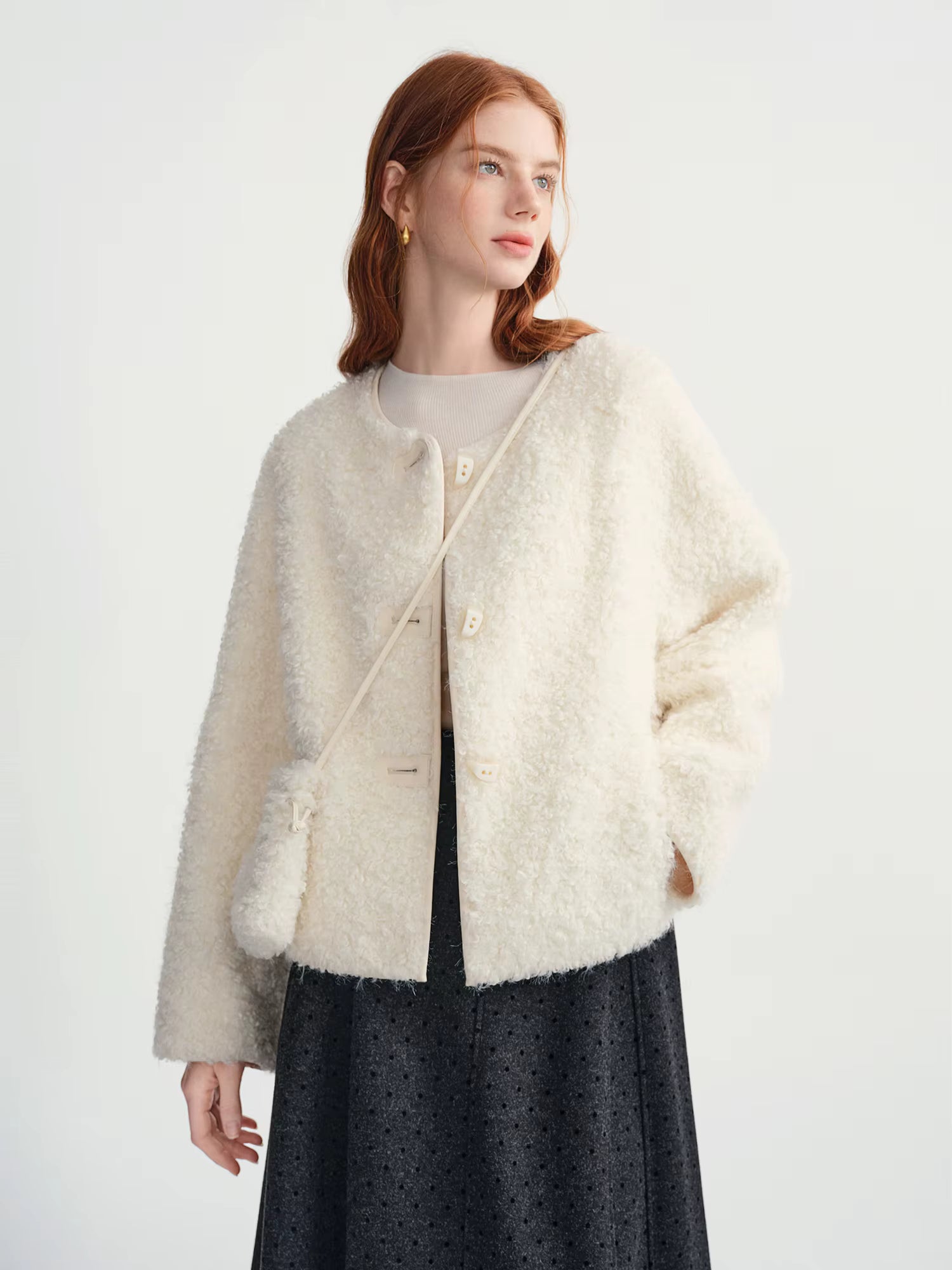 2025 Winter Women's Soft Faux Shearling Short Jacket Eco-Friendly Cropped Coat Vegan Leather Trench Vintage Outerwear