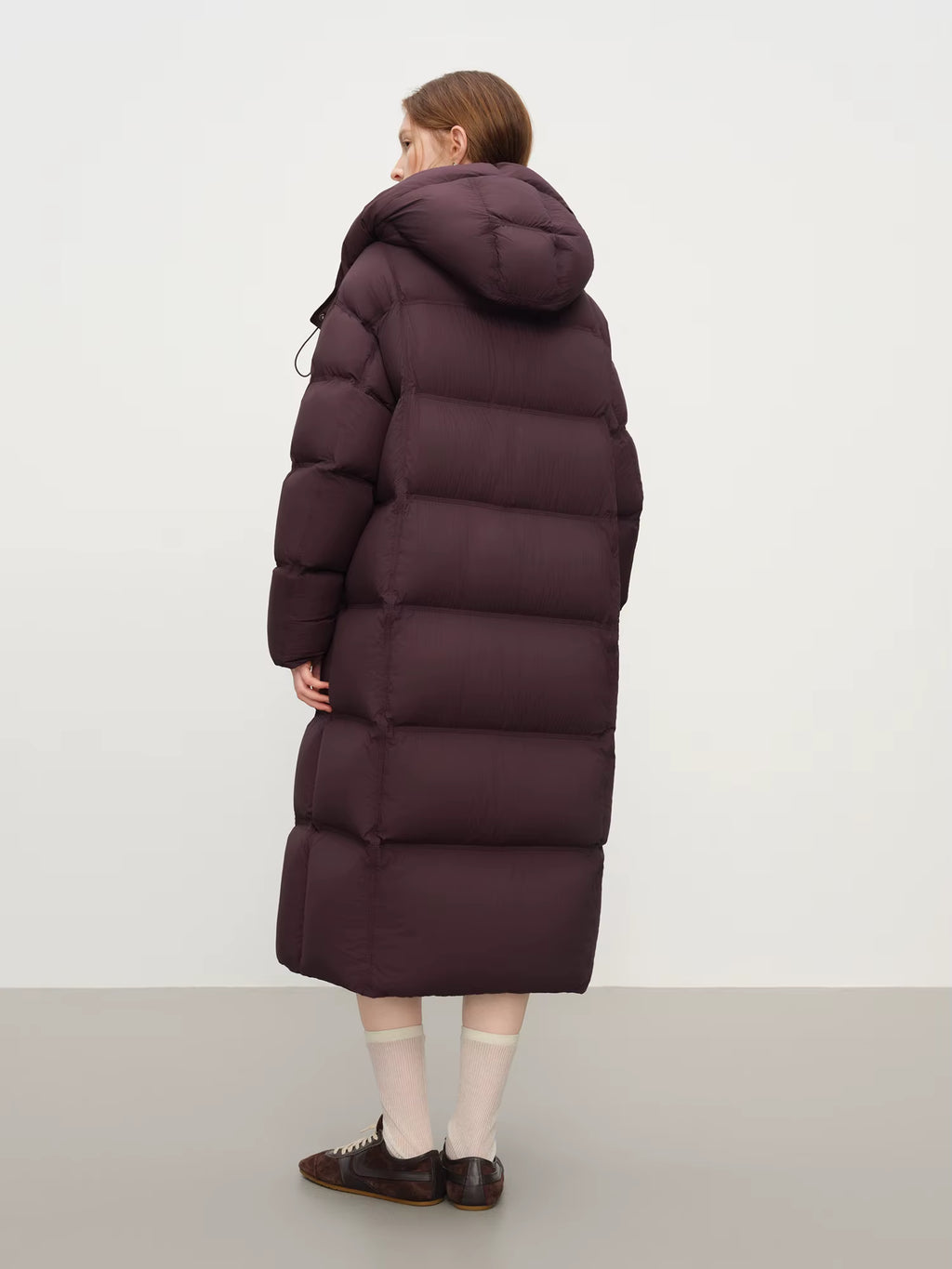 Winter New Women's Long Puffer Down Coat with Hood Two-Tone Color Block Thermal Insulated Jacket Heavy Warm Outerwear