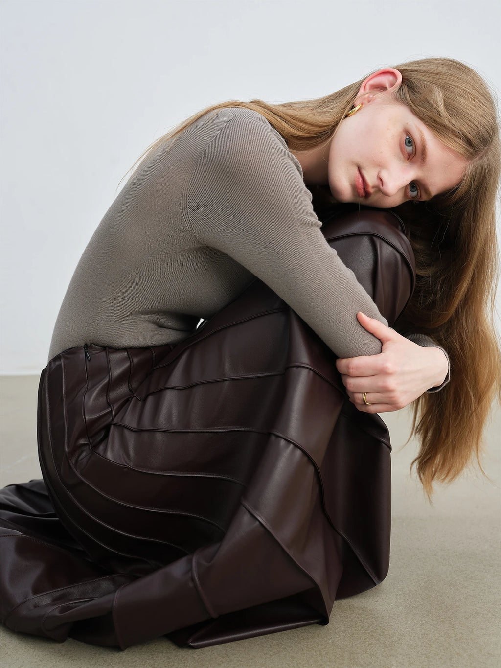 ZIQIAO Wool Sweater for Women Autumn and Winter New 18 Needle Nude Seamless Knitted Bottoming T-shirt