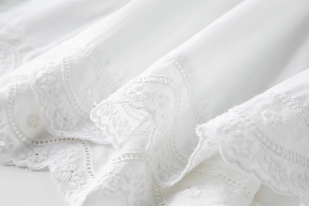 FSLE High Waist Lace Stitching Heavy A-line Super Long Cake Skirt Female 2025 Early Autumn New