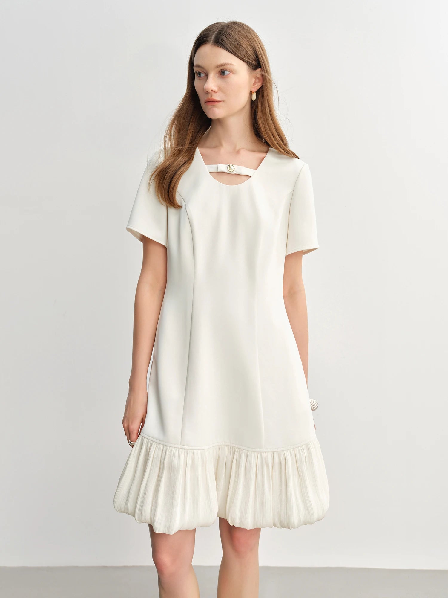 DUSHU Women Elegant Temperament Splicing Dress For Women 2025 Summer New French Style Cloud Dress Fashion Short Dress
