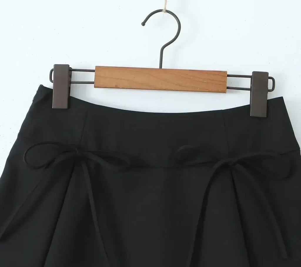 Balletcore Mini Skirt with Bow Low Rise Boxy Pleated Short Skirt Miniskirt Summer Y2K 90s Cute Outfit