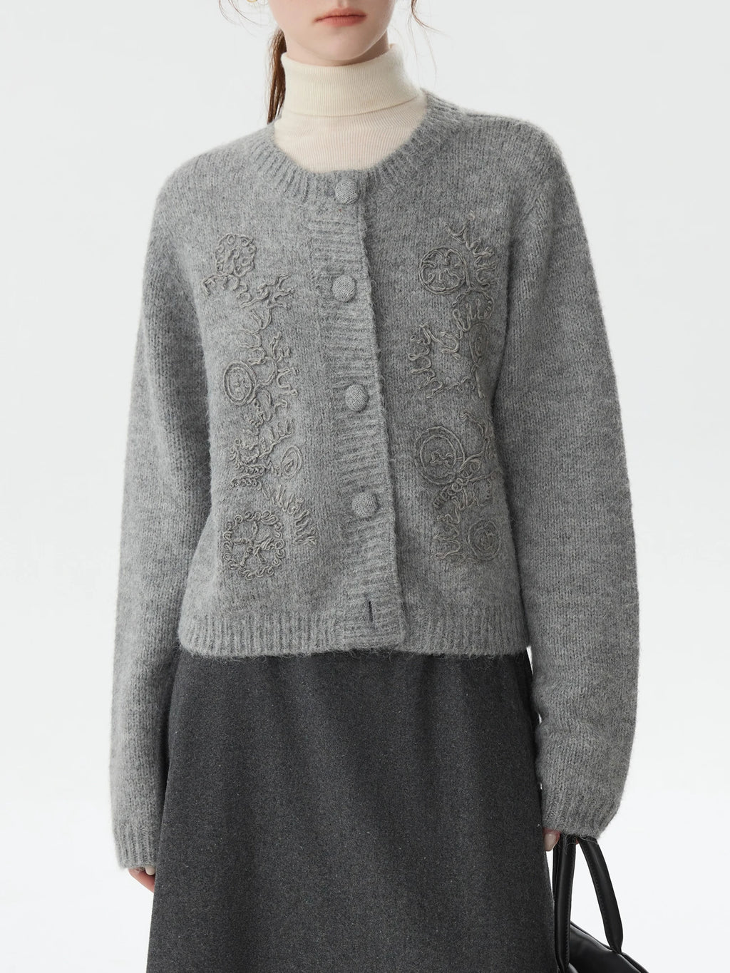 FSLE Office Lady Heavy Industry Korean Knitted Sweater Jacket for Women Autumn/Winter 2024 New Women Sweater 24FS14580