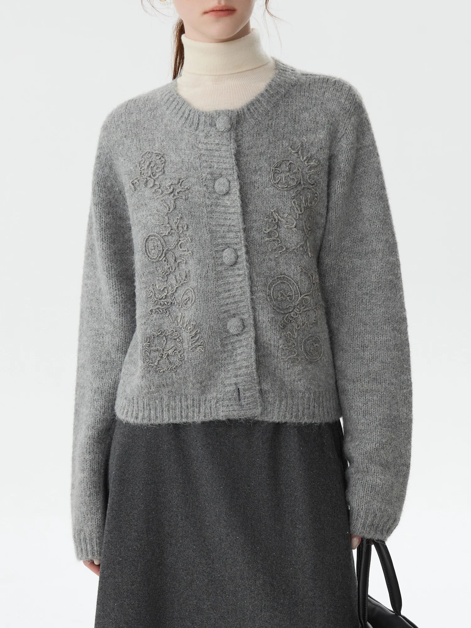 FSLE Office Lady Heavy Industry Korean Knitted Sweater Jacket for Women Autumn/Winter 2024 New Women Sweater 24FS14580