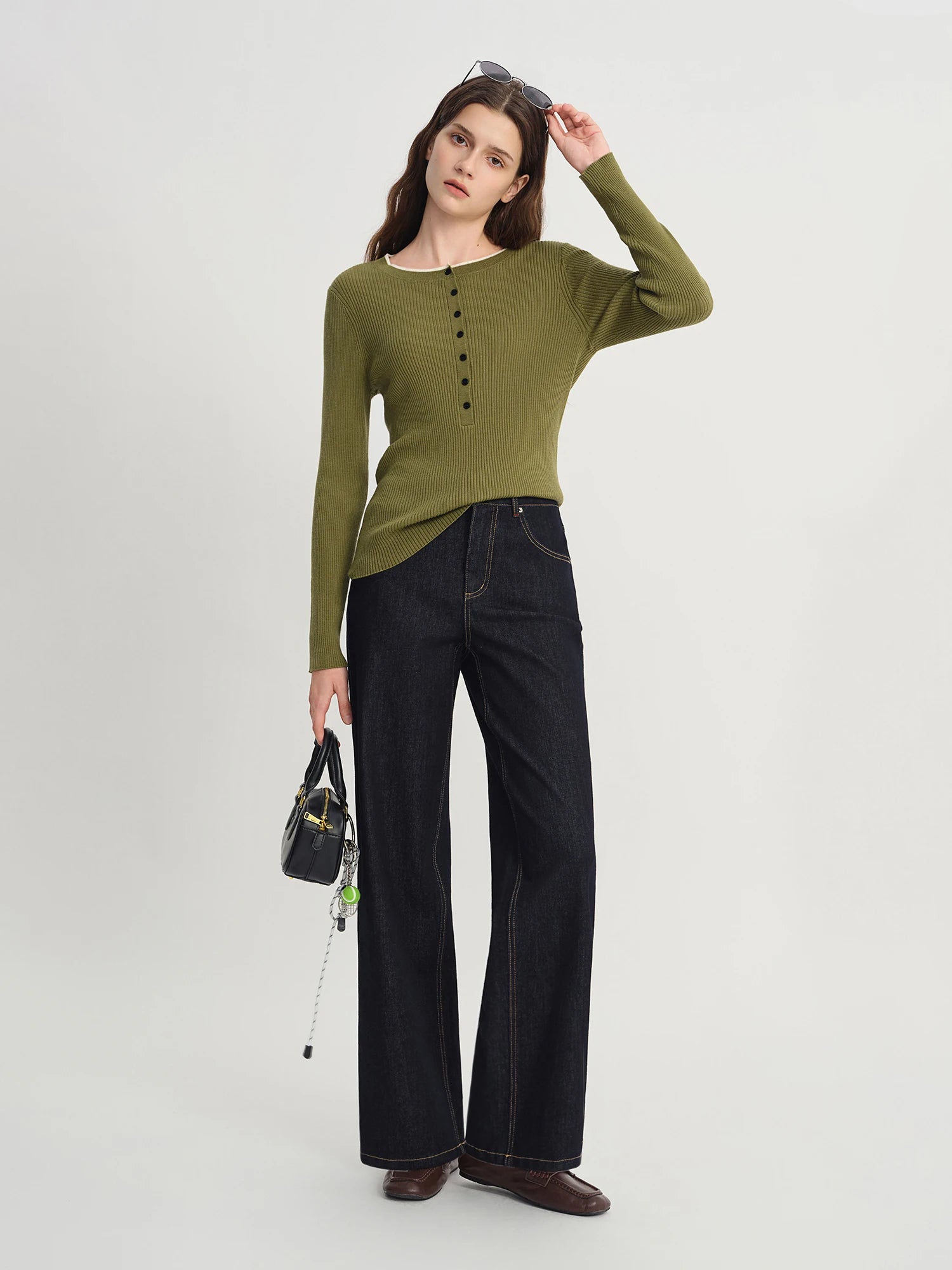 DUSHU 2025 Women's Straight Leg Jeans - High Waist Stretch Denim Pants Dual Fit for Apple & Pear Body Autumn Casual Trousers