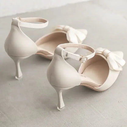 2024 Medium Heel Heels Women's Shoes Trend Pointed Toe Butterfly Stilettos Elegant Dress Weddings Bridal Party White Designer