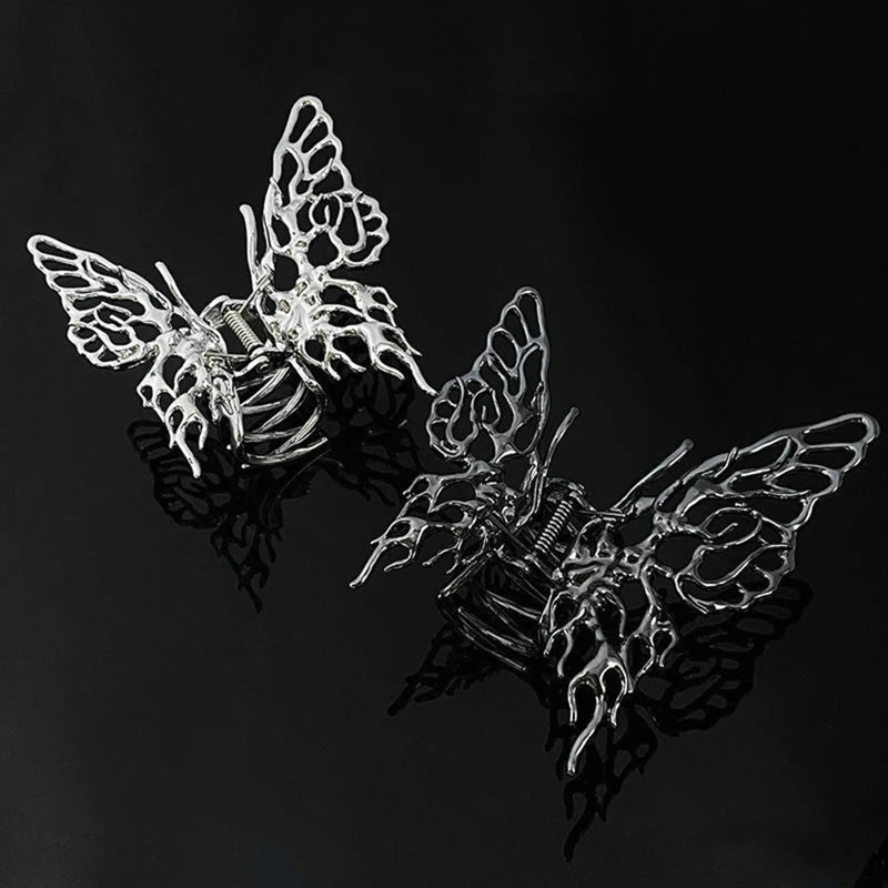 Butterfly Hair Clip Bright Silver Cross Geometric Hairpin Rose Flower Hair Claw Woman Girls Styling Barrette Headdress