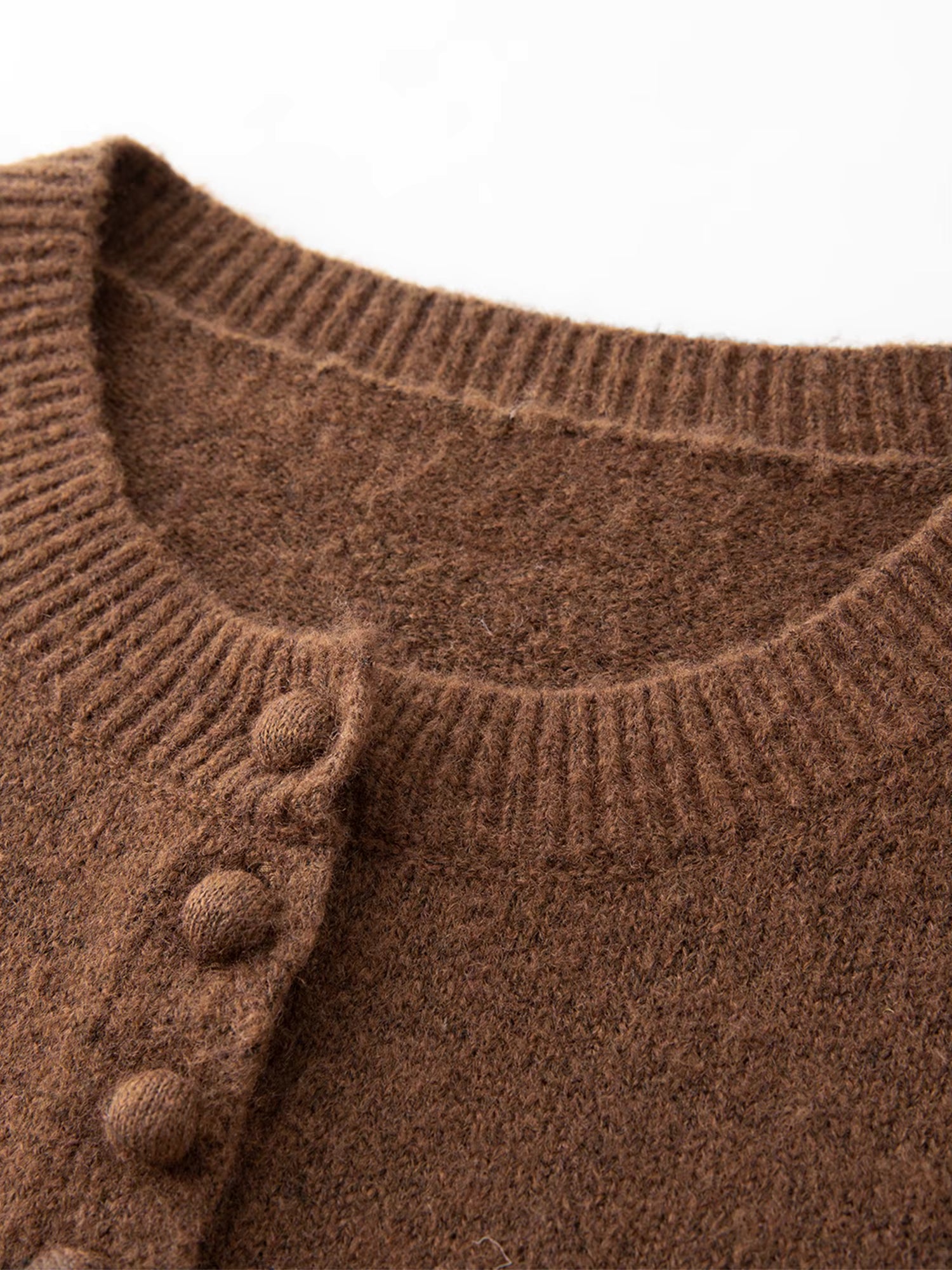 Autumn French Retro Round Neck Wool Blend Knit Cardigan Women 2025 Winter New Arrival Versatile Open Front Coatigan Chic