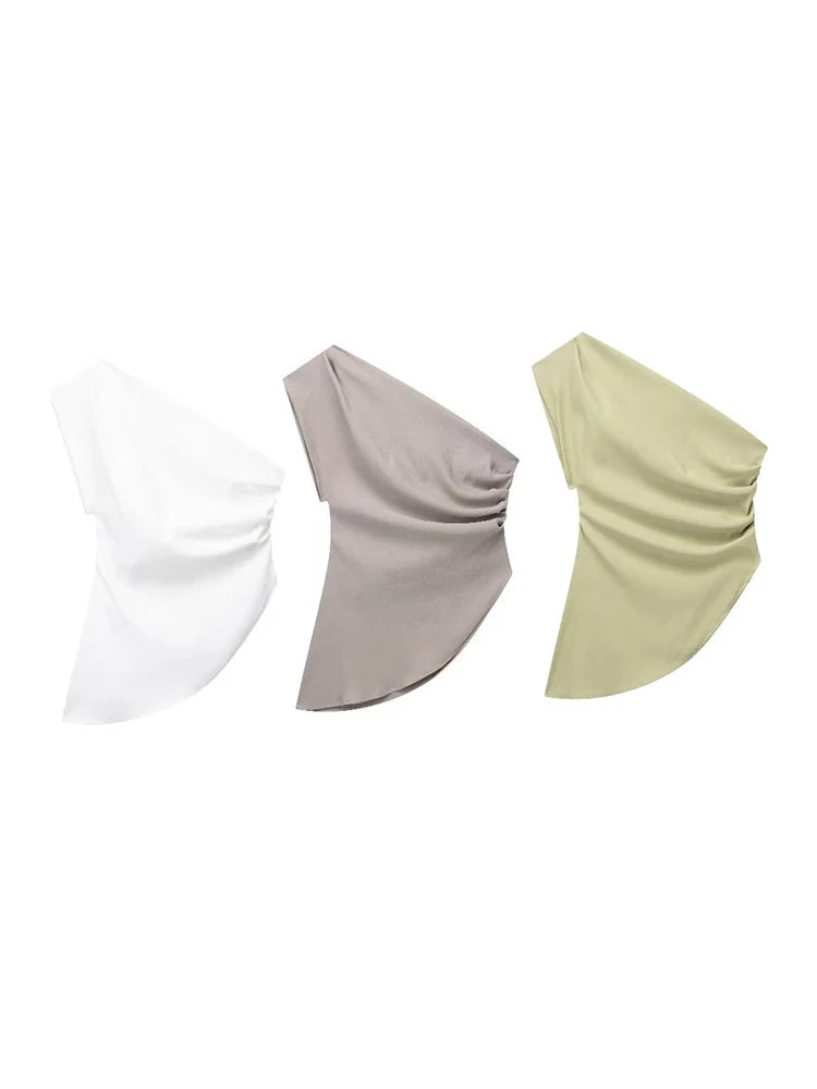 Asymmetric T-shirt New Women's Fashion Trend Off Shoulder Top