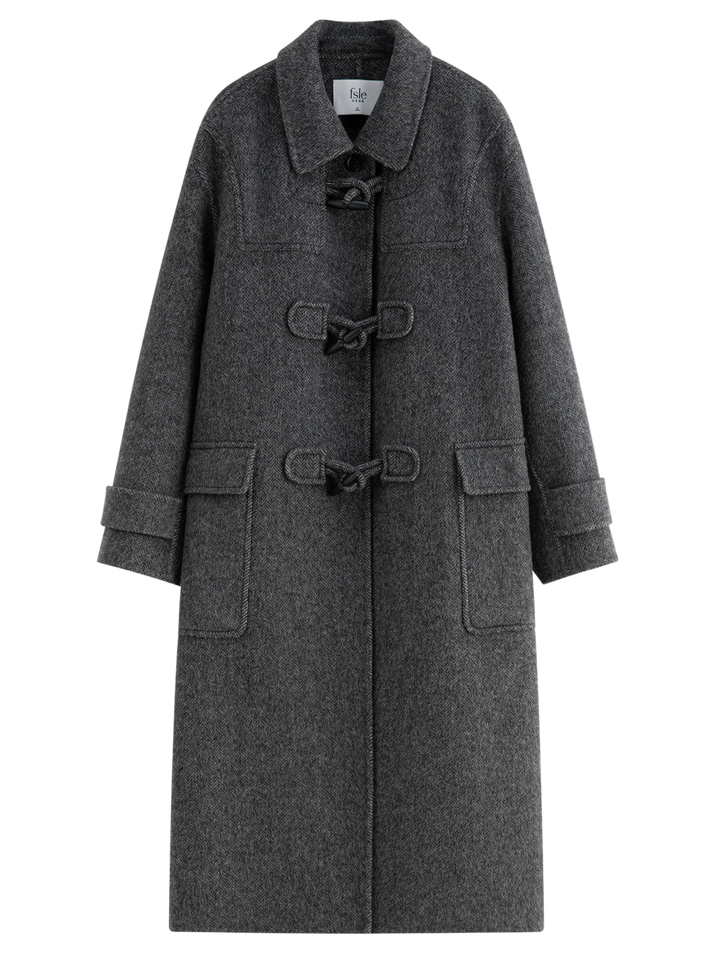 FSLE Retro Academic Herringbone Double-Faced Tweed Coat for Women Winter 2025 New Arrival Oversized Jacket Outerwear Blends