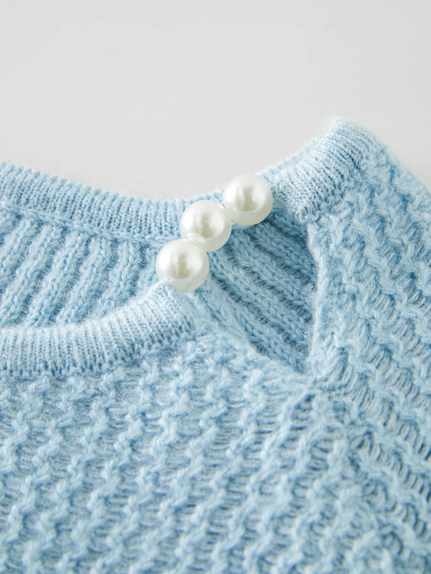 FSLE【3 Colors】Women Winter Pullover Sweaters Pearl Collar Short Knit Sweater Tops Beige Gentle Style Women Pullovers 24FS14584