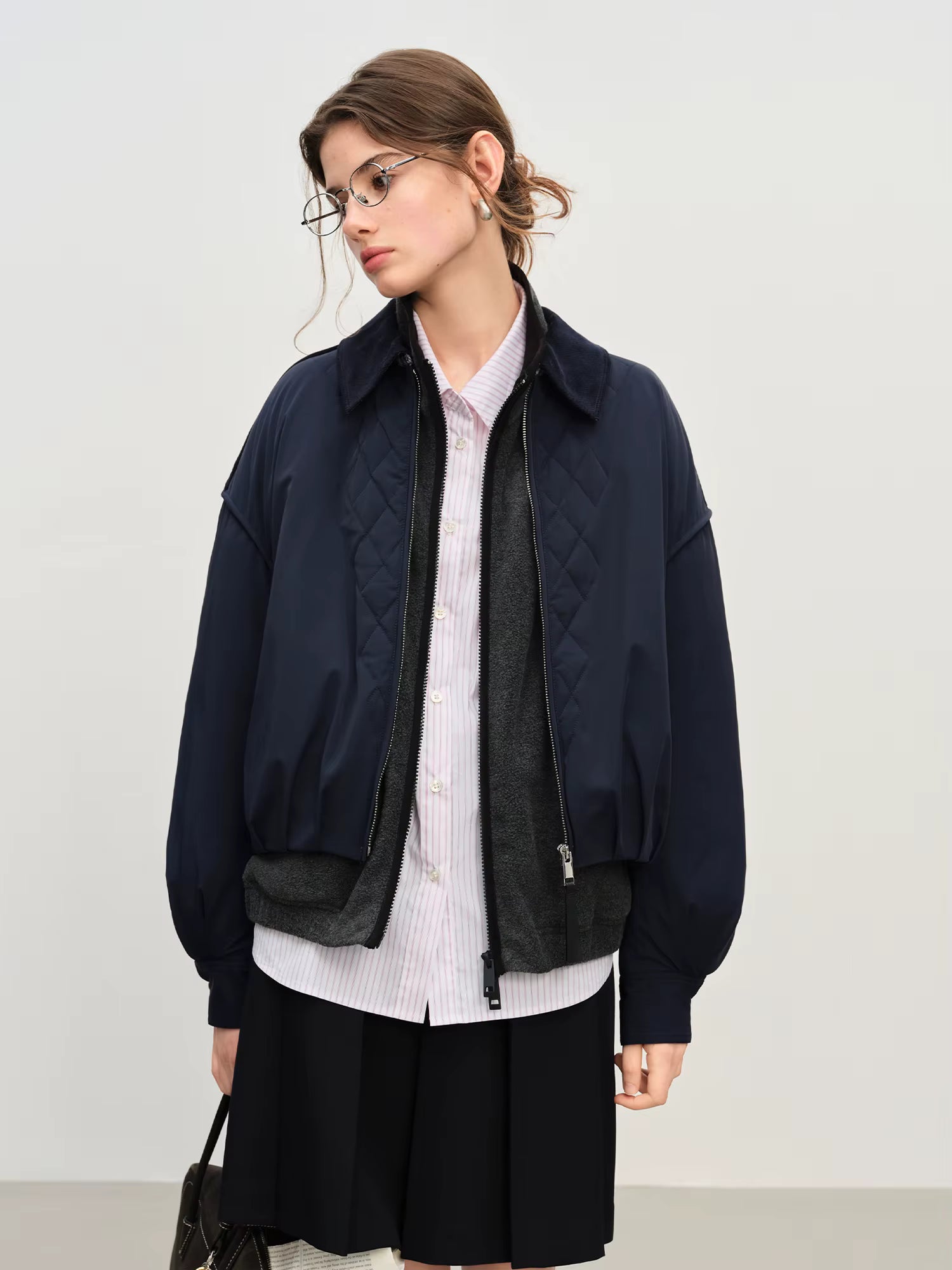 Barn Style Lightweight Padded Jacket Women's 2025 Winter Vintage Academic Plaid Panel Short Coat Retro College Outerwear