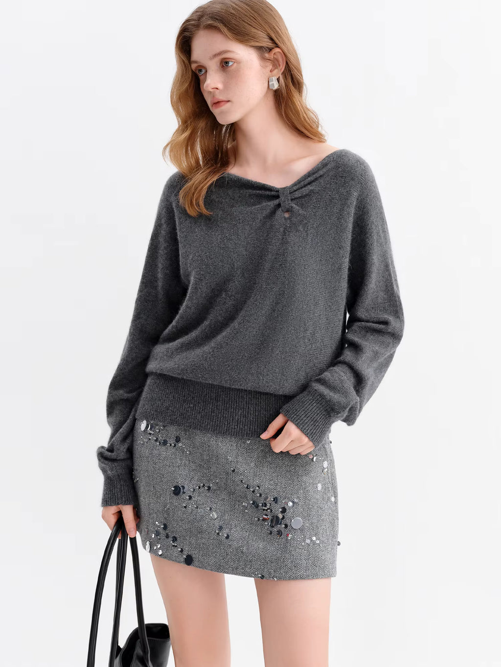 Soft Butterfly Pleated Close-Fitting Crew Neck Knit Sweater for Women Winter 2025 New Arrival Red Sweaters Sweet Pullovers