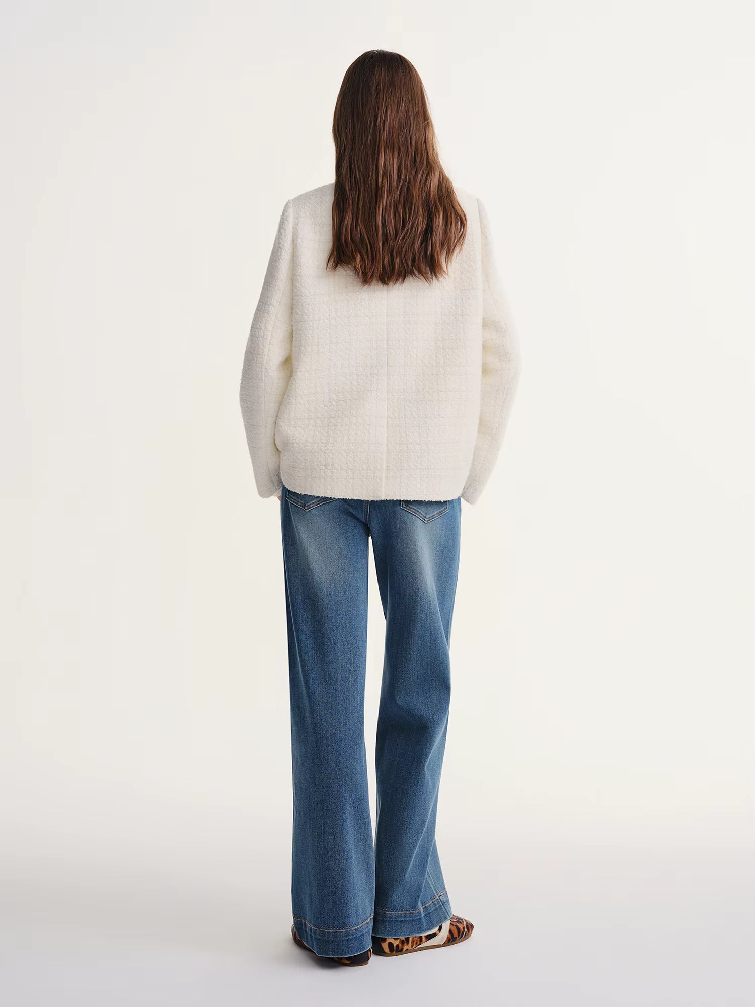 Autumn Winter 2025 Women's Embellished Tweed Jacket - Heavy Craft Lace Trim & Braided Detail Casual Elegance Outerwear