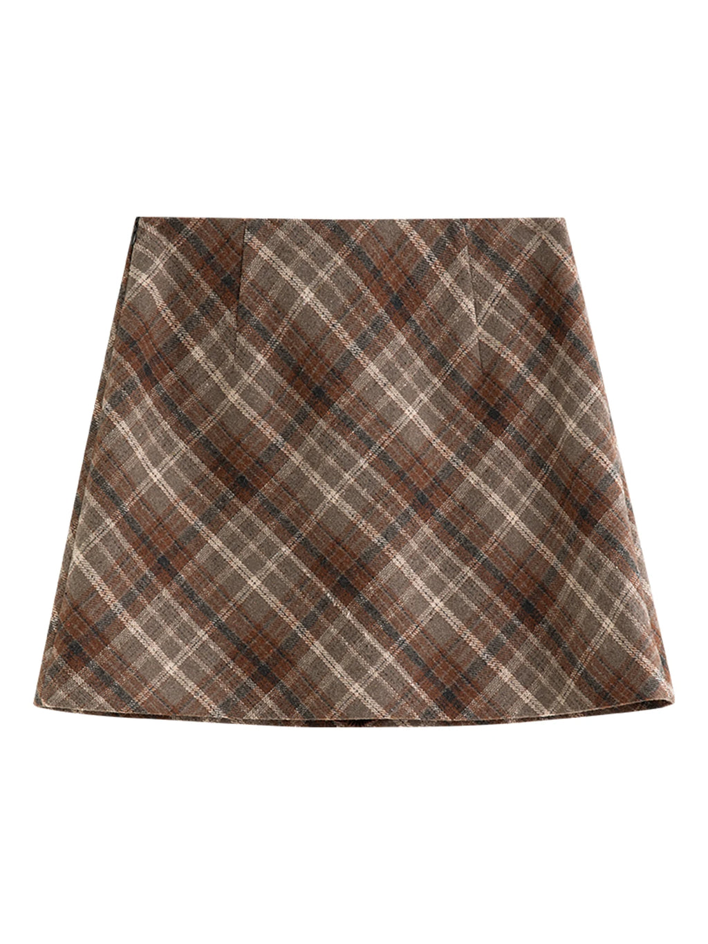 FSLE High Waist Retro Plaid Woolen Skirt Short Skirt Women 2025 Autumn and Winter New Mini A-line Skirt