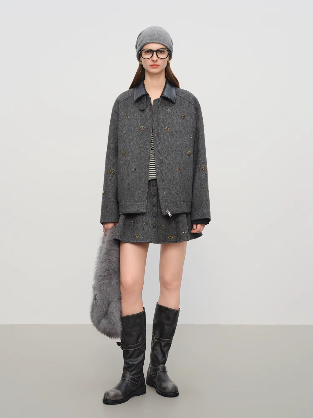 【Premium Series】Wool Embroidery Patchwork Tweed Coat Women 2025 Winter New Jacket Turn Down Collar