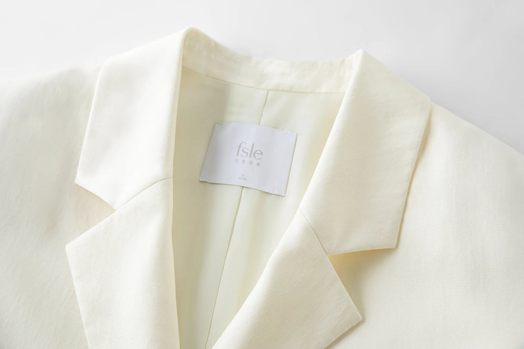 FSLE Design Sensitive French Women's Blazer with Lace Trim 2025 Autumn New Arrival White Suit Blazers