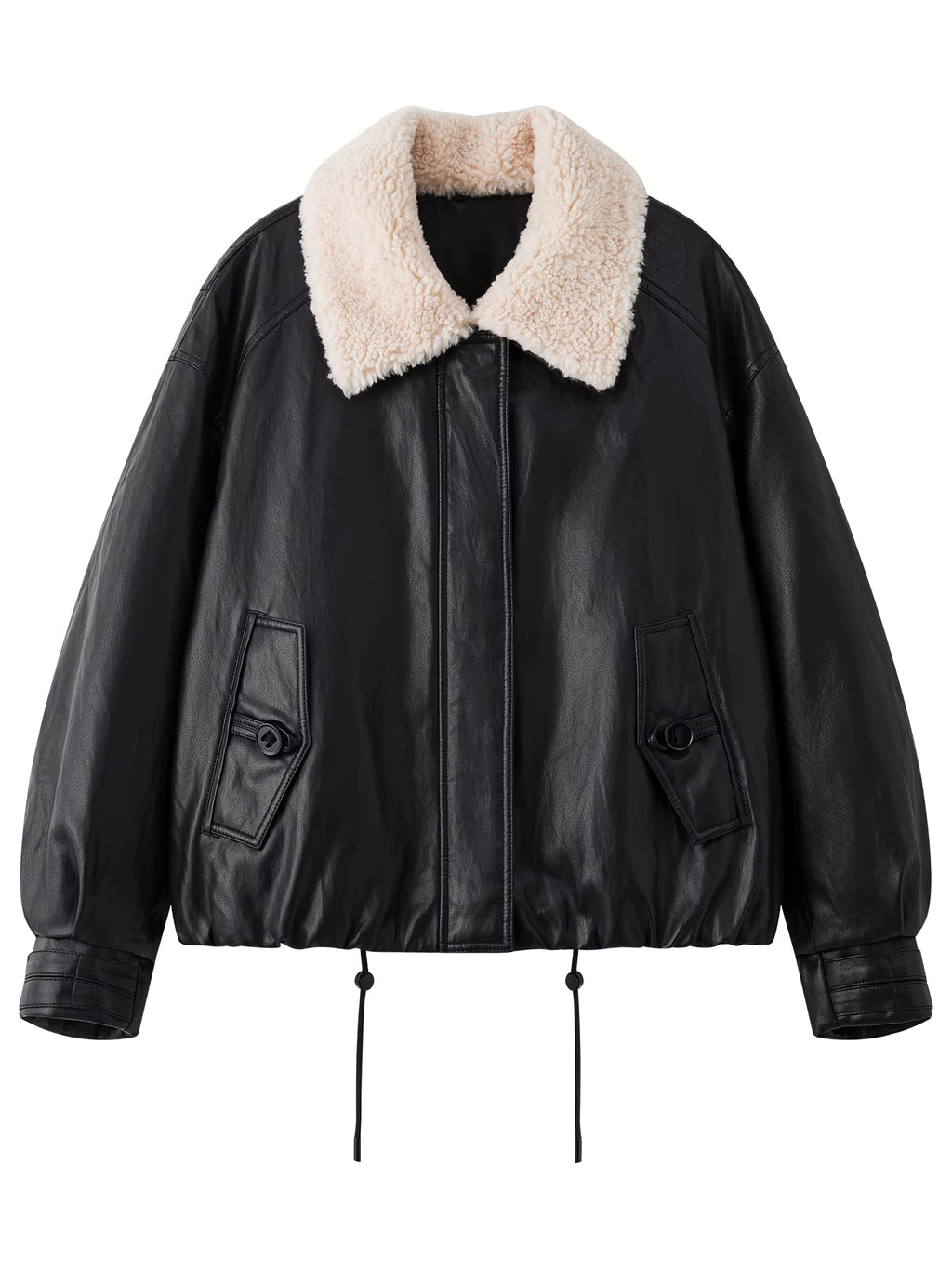 Winter 2025 Women's Notch Lapel Protein Leather Down Jacket - White Duck Down Fill for Warm and Casual Winter Wear