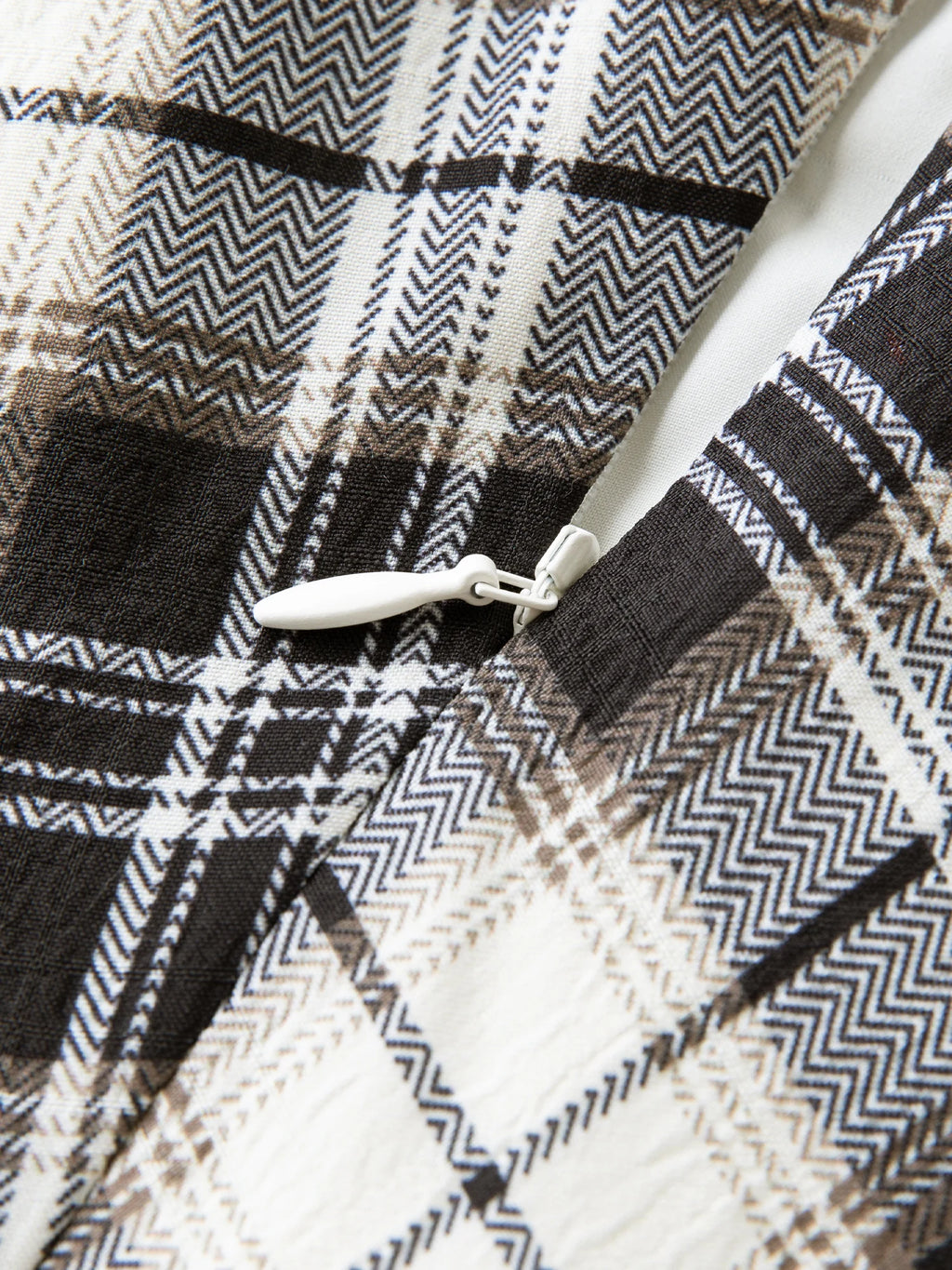 DUSHU Plus Size Women's [South France Story] Irregular Deconstructed Checkered Retro French Long A-Line Skirt