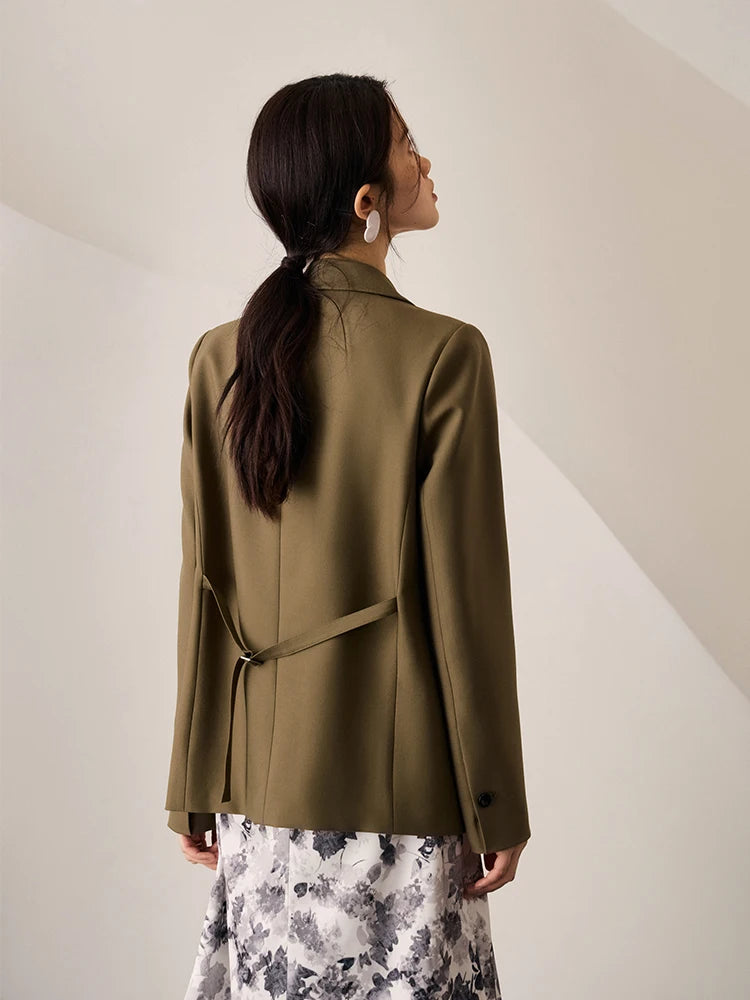 ZIQIAO Office Lady Suit Jacket For Women Niche 2023 Autumn New High-End Suit Black Women Casual Loose Coats Solid