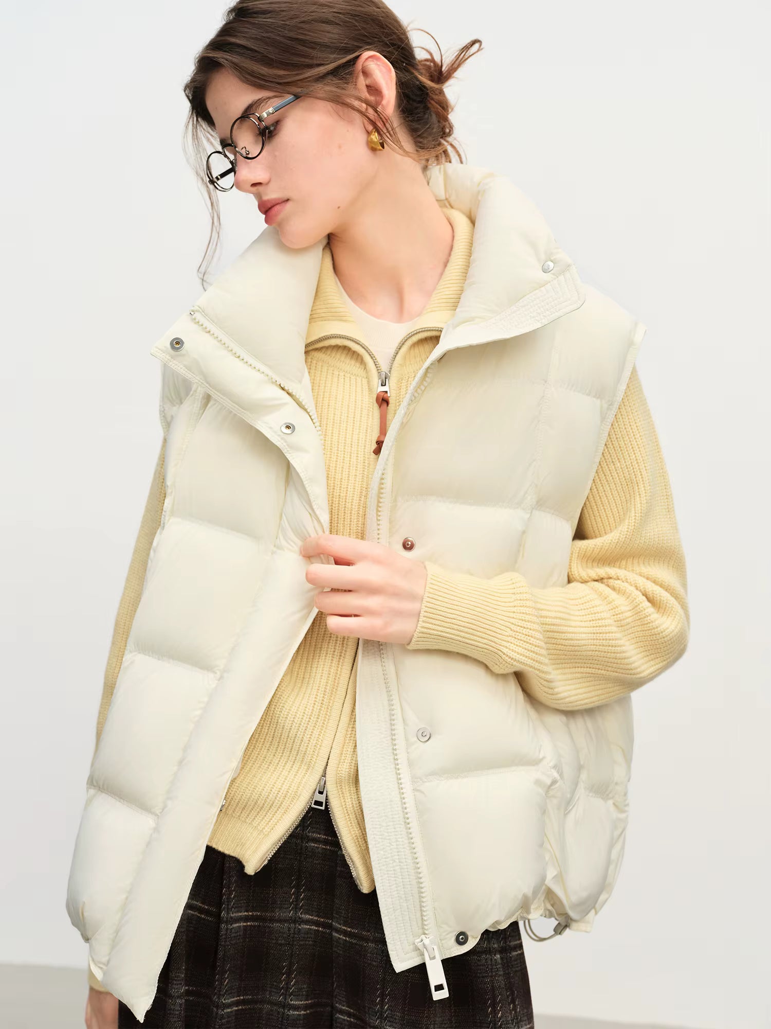 Winter 2025 Women's Korean Style Stand Collar Puffer Vest - Lightweight Down-Free Design Oversized Cloud-Like Fit Casual