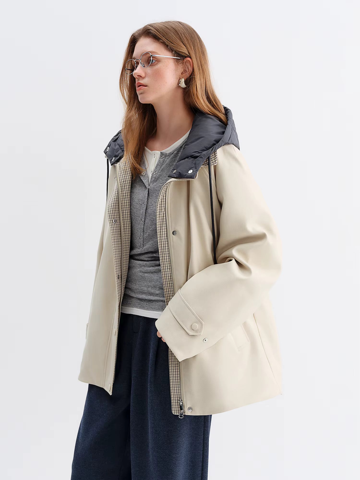 Vintage Color Blocked Chic Parka-Style Mid-Length Down Jacket for Women Winter 2025 New Arrival Keep Warm Casual Down Coats