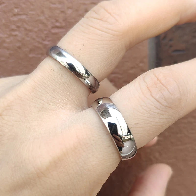 Stainless Steel Smooth Cambered Ring Steel Color 6mm Wide Simple Geometric Type Mens Ring  Gold Rings for Women Jewellery