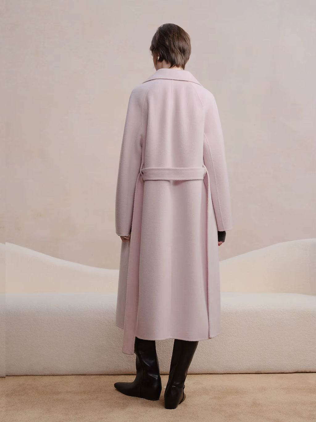 Double-breasted Cashmere Wool Coat Elegant Ladies Women Commuting Simple Temperament Mid-calf Length British Style