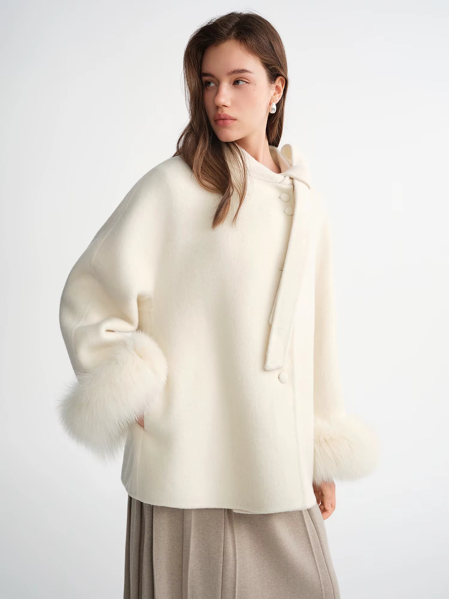 Winter 2025 Women's Double Faced Short Coat - Luxury Wool Blend Premium Tweed Jacket Casual Elegance for Daily Outwear