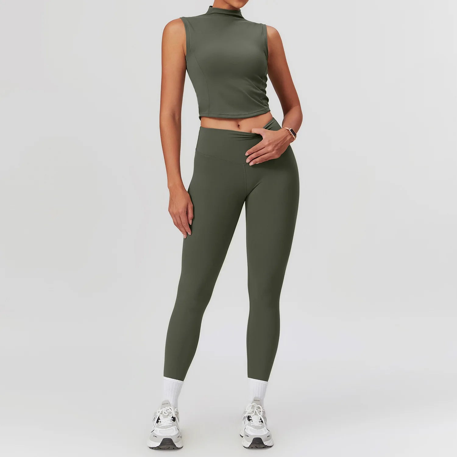 2PCS Yoga Sets Sport Fitness Vest High Waist Hip-Liftting Trousers Yoga Short Skirt Suits Workout Clothes Gym Leggings Set