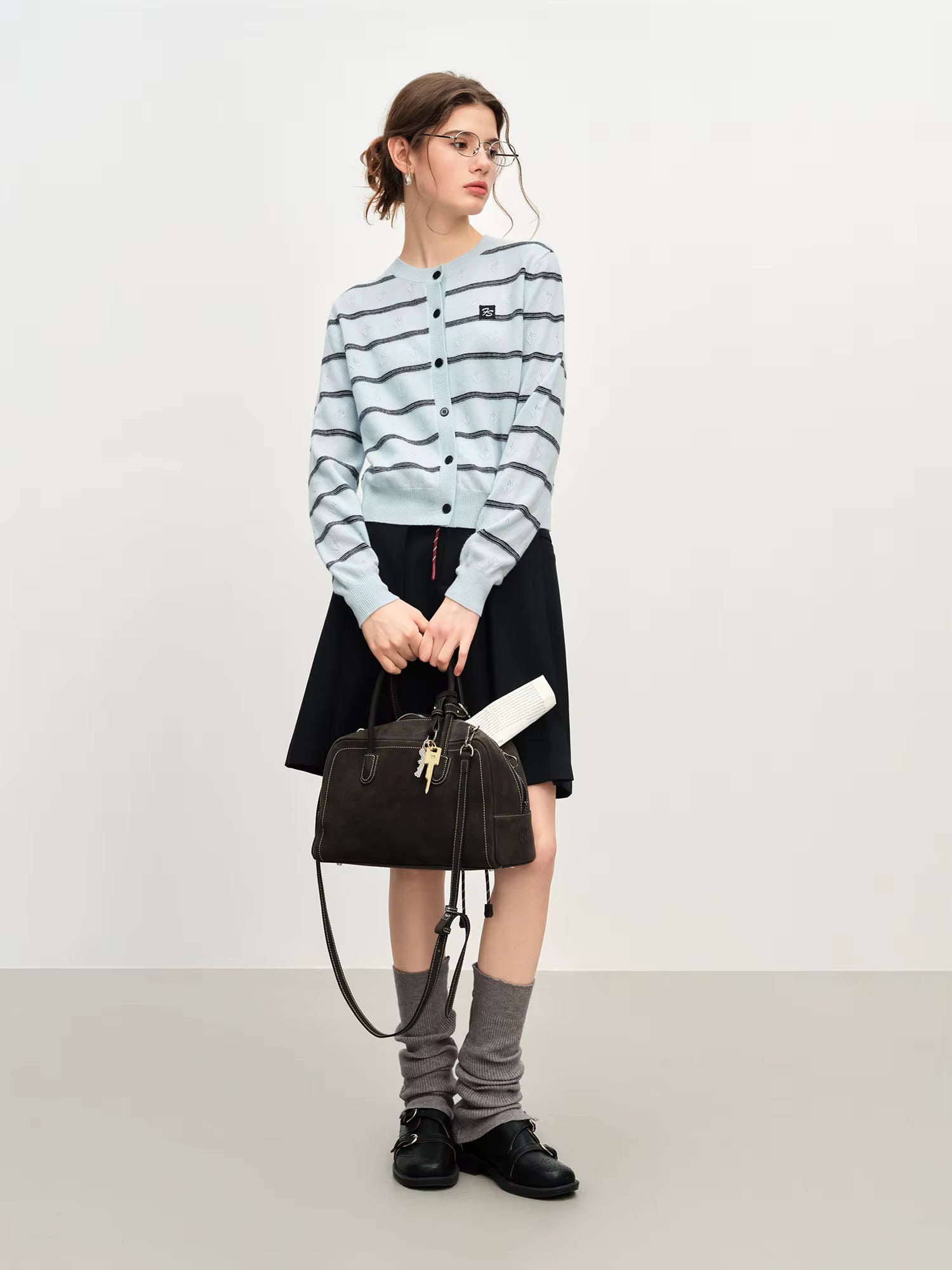 Winter 2025 Women's Jacquard Stripe Knit Sweater - Casual Office Wear Versatile Pullover Top Daily Chic Essentia