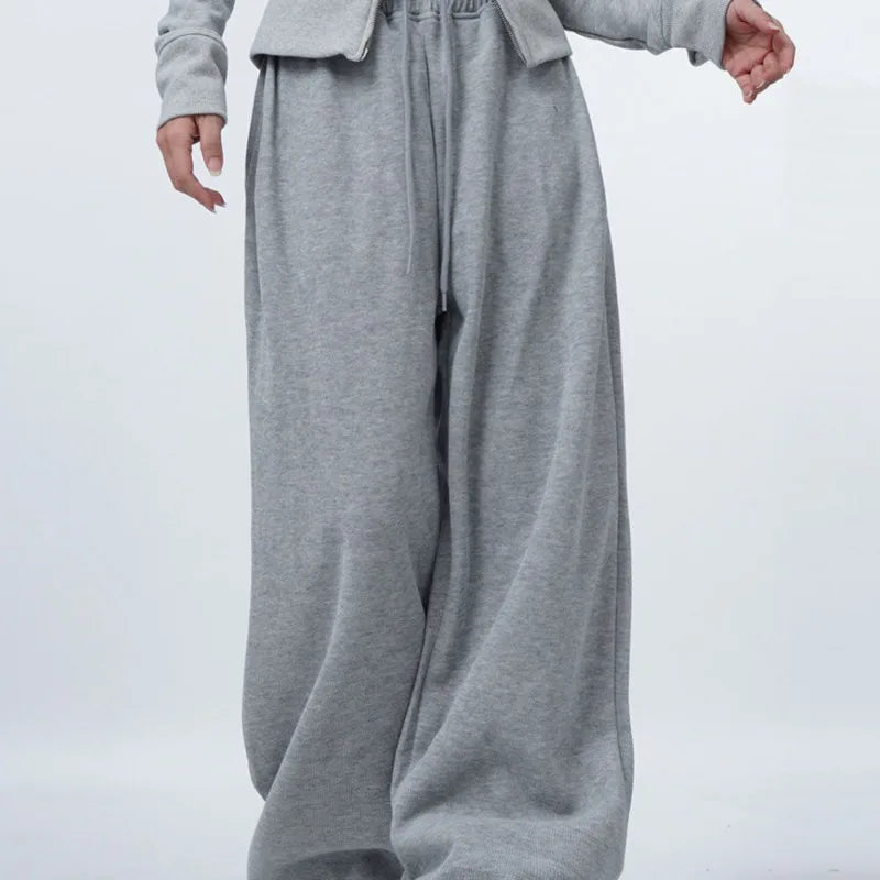 Deeptown Oversized Grey Women Sweatpants Korean Fashion Jogging Basic Straight Baggy Sport Pants Casual Trousers Summer Hip Hop